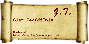 Gier Teofánia névjegykártya